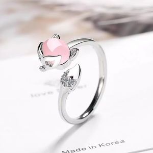 New Sterling Silver 925 Fox Moonstone Adjustable Ring